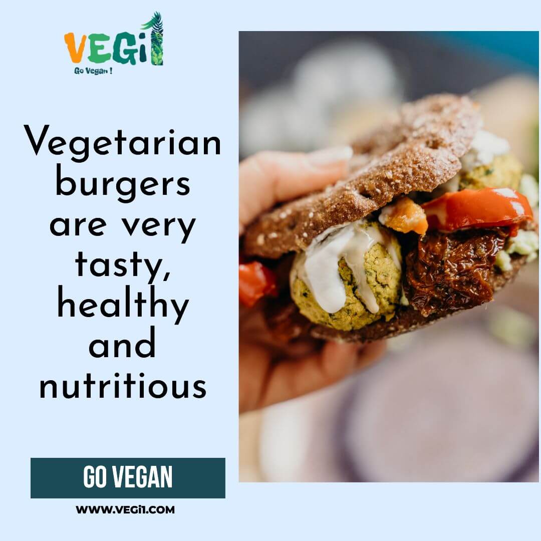 Vegetarian burgers are very tasty, healthy and nutritious 