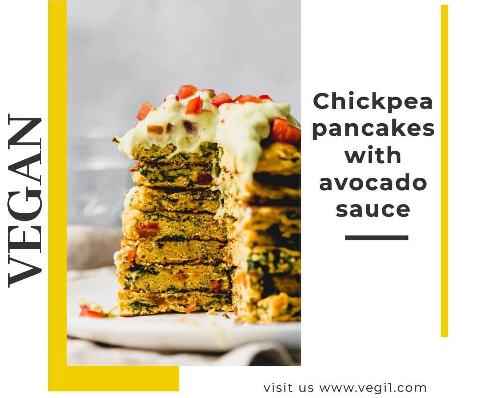 Chickpea pancakes with avocado sauce
