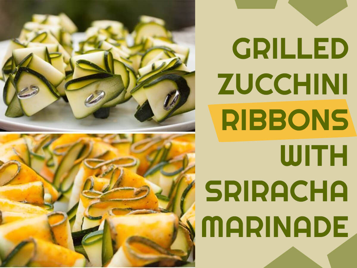 Grilled zucchini ribbons with Sriracha marinade