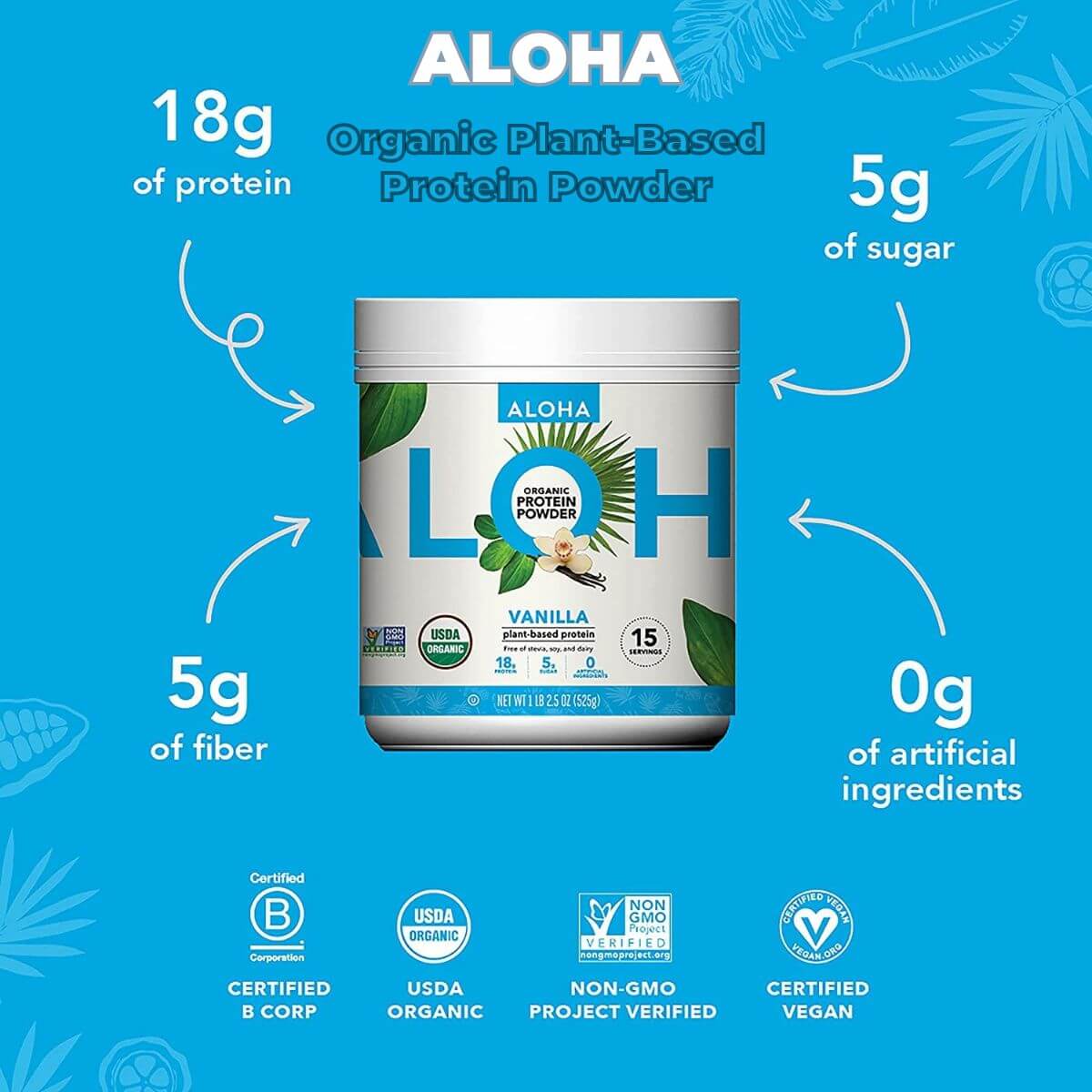 ALOHA Organic Plant-Based Protein Powder- Women's Top Vegan Protein Powders