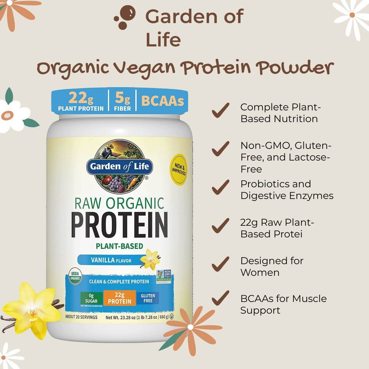 Garden of Life Raw Organic Protein- Women's Top Vegan Protein Powders