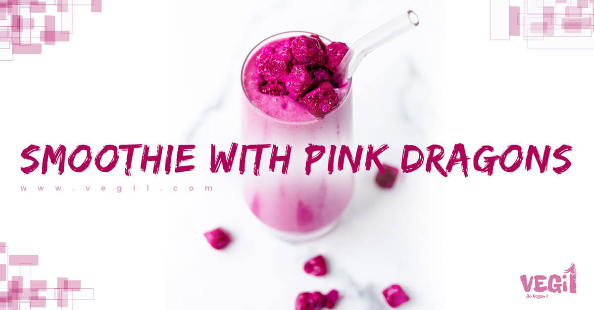 Vegan Weight Gain Breakfast Smoothie with Pink Dragons