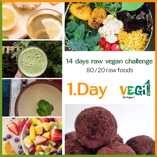 The first day of the 80/20 raw vegan diet challenge 80/20 raw foods 1.Day